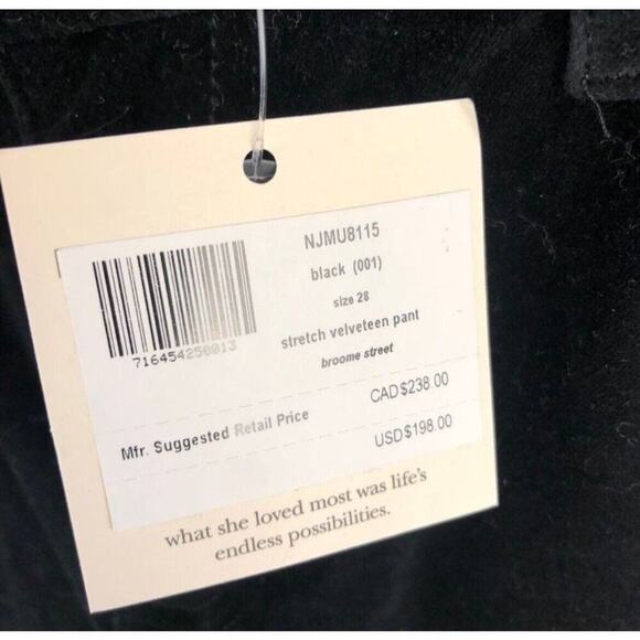 Kate Spade Ankle Velvet Broome St Women 6 New York Black Stretch Pants 28 - Picture 6 of 9